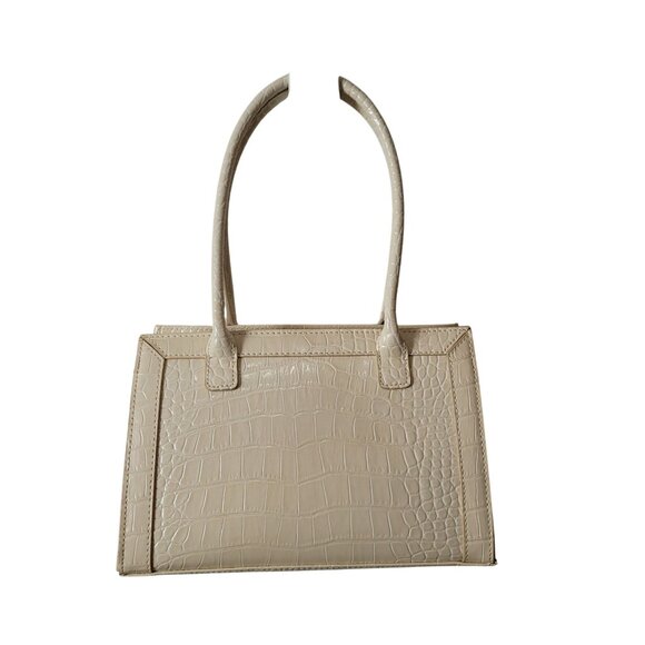 Liz Claiborne Ivory Faux Leather Croc Embossed Handbag With Tassel Accent - Picture 5 of 16